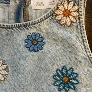 Zara Denim Top with Floral Embroidery